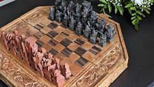 Juego de ajedrez de viaje de madera de cocodrilo hecho a mano de Bali raro de colección segunda mano  Embacar hacia Mexico