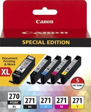 Cartuchos de tinta genuínos 5PK Canon OEM 270XL/271 PGI-270XL CLI-271 C/Y/M/BK comprar usado  Enviando para Brazil