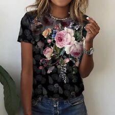 Usado, Camiseta feminina adolescente Big Flowers Boutique Roses colorida estampa 3D comprar usado  Enviando para Brazil