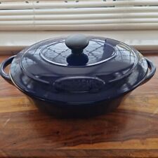 French Chasseur 29cm Blue Ceramic Casserole Dutch Oven Cooking Pot Oval for sale  Shipping to South Africa