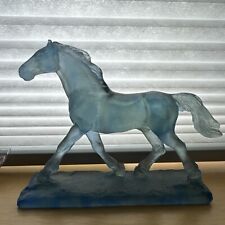 DAUM Pate De Verre TROTTER HORSE  Trotteur Vert et Ambre - Blue RARE, used for sale  Shipping to South Africa