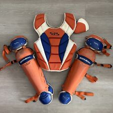 Protetor de peito e protetores de perna Boombah Catchers laranja azul intermediário 15,5 comprar usado  Enviando para Brazil