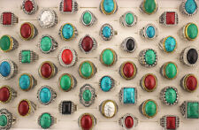 35 peças de anéis de pedra natural sortidos robustos lotes de trabalho moda masculina por atacado comprar usado  Enviando para Brazil