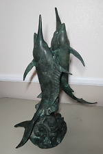 Escultura antiga de bronze de peixe-espada estátua de marlin belas barbatanas e pesadas comprar usado  Enviando para Brazil