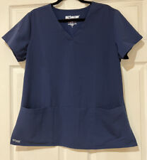 Grey’s Anatomy Women’s Size Large Scrub Top Signature Navy Blue for sale  Shipping to South Africa