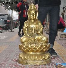 Budismo chinês assento de latão lótus Kwan-Yin GuanYin Bodhisattva segurar vaso estátua comprar usado  Enviando para Brazil