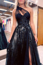 Cathy Sparkling Tulle A-line Prom Dress Dark Blue Evening Dress Sexy One Shoulde for sale  Shipping to South Africa