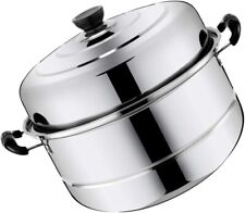Used, 2- Layer Stainless Steel Steamer Pot for Cooking Soup and Steaming Food for sale  Shipping to South Africa