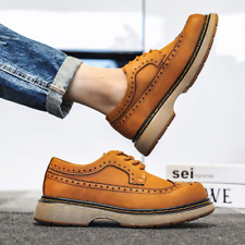 100% Genuine Leather Shoes Men Man Brogues Cow Leather Mens Shoes Flat for sale  Shipping to South Africa