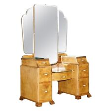 ANTIQUE ART DECO CIRCA 1930'S SATIN WALNUT DRESSING TABLE + MIRROR PART OF SUITE, used for sale  Shipping to South Africa