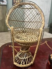 "Mini silla de ratán de mimbre pavo real vintage 12"" muñeca planta soporte decoración boho" segunda mano  Embacar hacia Argentina