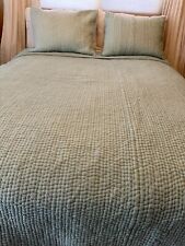 Used, Garnet Hill Quilt Comforter Sham Set Full Queen Hand Stitched Aqua Cotton for sale  Shipping to South Africa