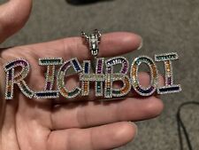 Usado, Pingente de corrente masculino Helloice nome personalizado arco-íris "Rich Boi" comprar usado  Enviando para Brazil