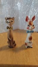 Vintage Porcelain Ceramic Bunny & Cat  Figurines. for sale  Shipping to South Africa