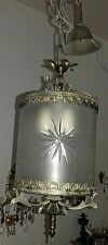 Bellissimo Lampadario d'epoca lanterna ottone vetro satin Old Chandelier lustre comprar usado  Enviando para Brazil
