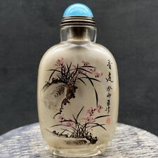 3.6″ Noble Coloured glaze handmade inside painting orchid cymbidium Snuff Bottle for sale  Shipping to South Africa