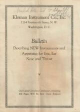 Catálogo de instrumentos médicos Kloman para ojo, oído, nariz y garganta, original segunda mano  Embacar hacia Mexico