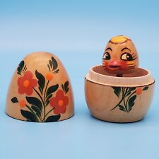 Usado, Caixa de ovos de madeira floral pintada surpresa dentro de galinha na primavera 2 X 3 polegadas comprar usado  Enviando para Brazil