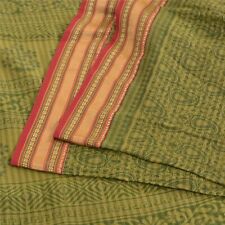 Tecido para artesanato Sari tecido estampado verde Sarees vintage sânscrito 100% puro comprar usado  Enviando para Brazil