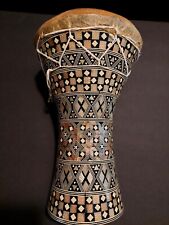 EGYPTIAN DOUMBEK / DARBUKA TABLA DRUM _ Wooden with Inlaid Mother of Pearl  12" for sale  Shipping to South Africa