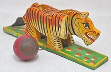 Vintage Wooden Tiger Ball Toy Figurine Original Old Hand Crafted Painted for sale  Shipping to South Africa
