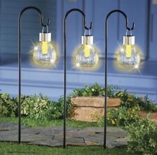 Set of 6 Solar Flickering Flame Lantern Garden Pathway Stakes w/ Shepherds Hooks for sale  Shipping to South Africa