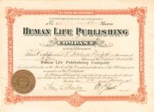 Human Life Publishing Co. - Connection with Arthur Conan Doyle - Stock Certifica for sale  Shipping to South Africa