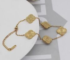 Chain Bracelet 14k Gold Plated  Lucky Clover  Cuff Flower  for sale  Shipping to South Africa