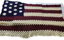 Cobertor vintage feito à mão bandeira americana crochê afegão patriótico EUA comprar usado  Enviando para Brazil