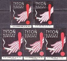POLAND 1964 Matchbox Label Z#510 set, Tobacco destroys health., używany na sprzedaż  PL