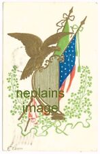 Usado, Patriotic - Gold Eagle, EUA Bandeira, bandeira irlandesa, harpa, trevos - 1909 - UDB comprar usado  Enviando para Brazil