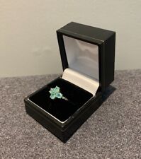 Zambian Emerald & White Zircon 9ct Gold Ring (no box, supplied in velvet pouch) for sale  LEWES