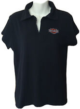 Top Harley Davidson Polo Negro XL Años 90 Estético Bordado Escudo Logotipo 00s segunda mano  Embacar hacia Argentina