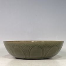 Antigua canción de 8,6" dinastía yue horno porcelana verde esmalte louts cuenco de flores, usado segunda mano  Embacar hacia Argentina