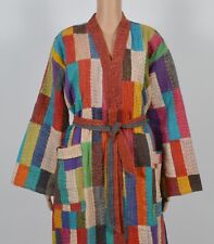 Jaqueta feminina de algodão indiano patchwork boho Kantha quimono vestido casaco arte roupão de banho comprar usado  Enviando para Brazil