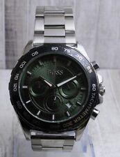 #Rotating Bezel BOSS Chronograph Tachymeter Green-Dial Date Quartz Wrist Watch. for sale  Shipping to South Africa