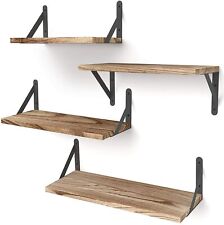 Floating Shelves Set of 4, Wall Mounted Wooden Shelves, Carbonized Black Offset for sale  Des Moines