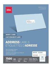 Etiqueta de endereço jato de tinta/laser marca Office Depot 1" x 2 5/8", branca 7500 etiquetas  comprar usado  Enviando para Brazil