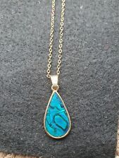 Teardrop necklace blue for sale  BACUP