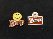 Set Of 2 Vintage Wendy's Restaurant Pins Logo And Smiley Face for sale  Shipping to South Africa