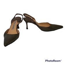 Sapatos Manolo Blahnik salto estilingue prata couro estanho Itália tamanho 35.5 5.5 comprar usado  Enviando para Brazil