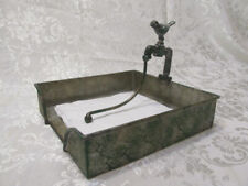 Large Square Metal Napkin Holder w Small Bird on Weight Arm, used for sale  Shipping to South Africa