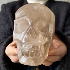 Cristal de chá natural 3,88 lb quartzo esculpido à mão crânio cristal cura Reiki, usado comprar usado  Enviando para Brazil