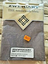 Used, Zweigart Dublin Linen Misty Grey 722 Cross Stitch Fabric 25 Count 19 in x 27 in for sale  Shipping to South Africa