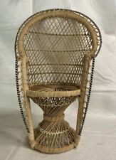 Usado, Vintage Mini Ventilador Pavão de Vime Cadeira de Rattan Suporte para Plantas Decoração Boho 15,5” comprar usado  Enviando para Brazil