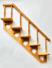 Vintage Wood STAIRCASE WALL SHELF Heart Cutouts 5 Steps with Handrail for sale  Shipping to South Africa