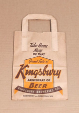 Kingsbury Breweries Co advertising beer bottle/can bag Manitowoc & Sheboygan, WI for sale  Shipping to South Africa