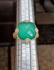 Judith Ripka 925 Sterling 14K Gold Clad 'Green Goddess' Chalcedony Doublet Sz 10 for sale  Shipping to South Africa