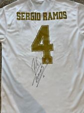 Camisa de futebol retrô Sergio Ramos assinada à mão Real Madrid #4 certificado de autenticidade verificado Espanha comprar usado  Enviando para Brazil