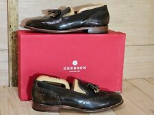 MENS GRENSON HANDCRAFTED ENGLISH LEATHER BROWN TASSEL LOAFER SHOES UK 8 EU 42, used for sale  Shipping to South Africa